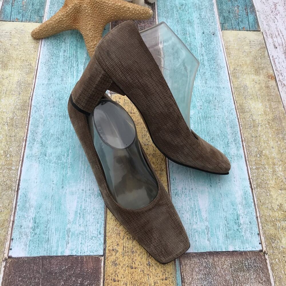Vintage Stuart Weitzman suede houndstooth chunky heel pump Women's 10B - Picture 2 of 9